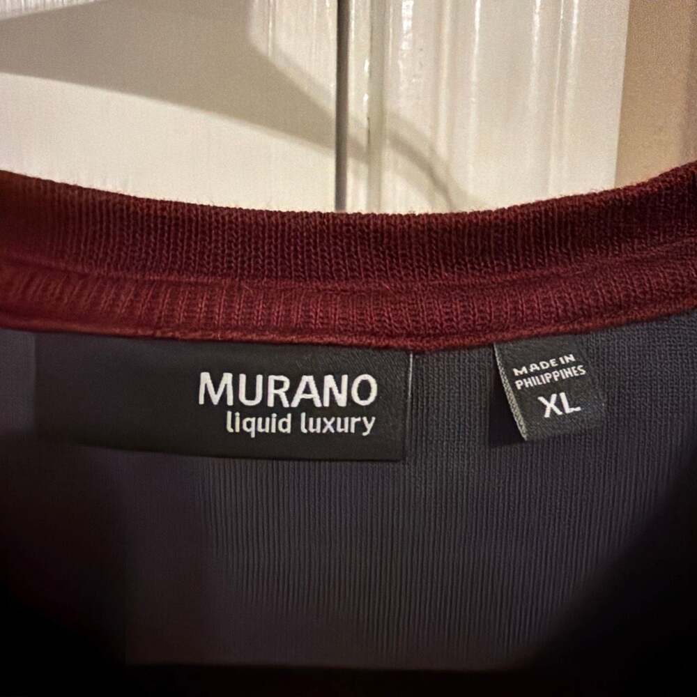 Murano Liquid Luxury Men's Maroon & Gray Long Sleeve V-Neck Pullover Shirt XL - Picture 3 of 7